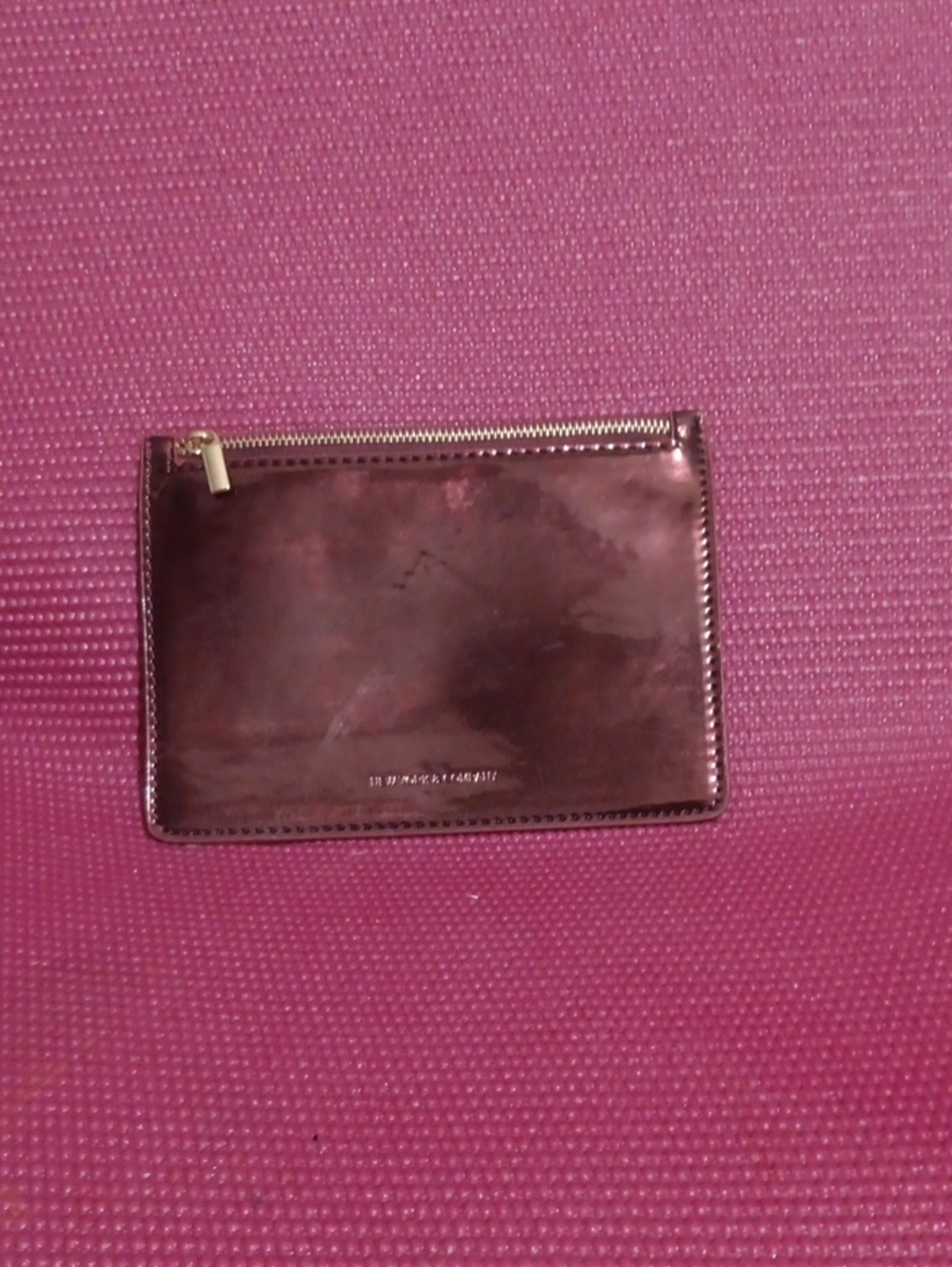 New York & Company Metallic Bronze Zip Card Pouch